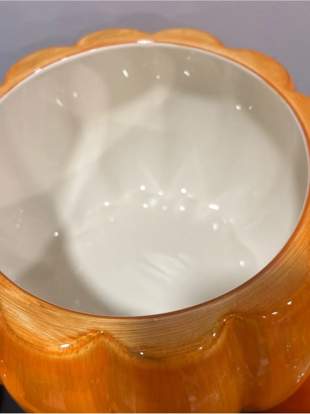 Pumpkin Ceramic Canister Leaf Lid soup turine ladel brand new Halloween holiday